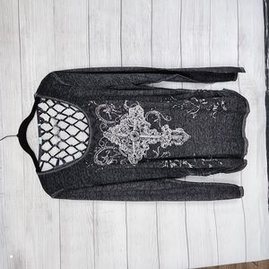 Maurices ruched side long sleeve burnout